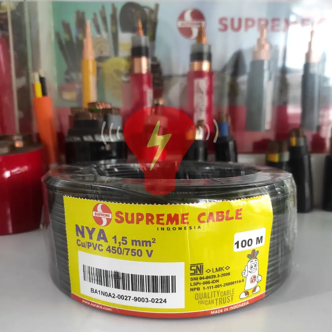 kabel nya 1.5mm hitam supreme