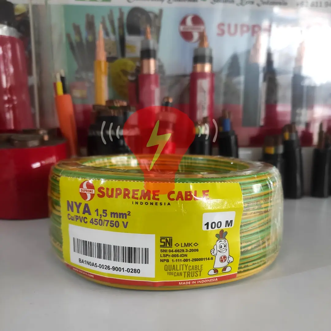 kabel nya 1.5mm kuning strip hijau supreme