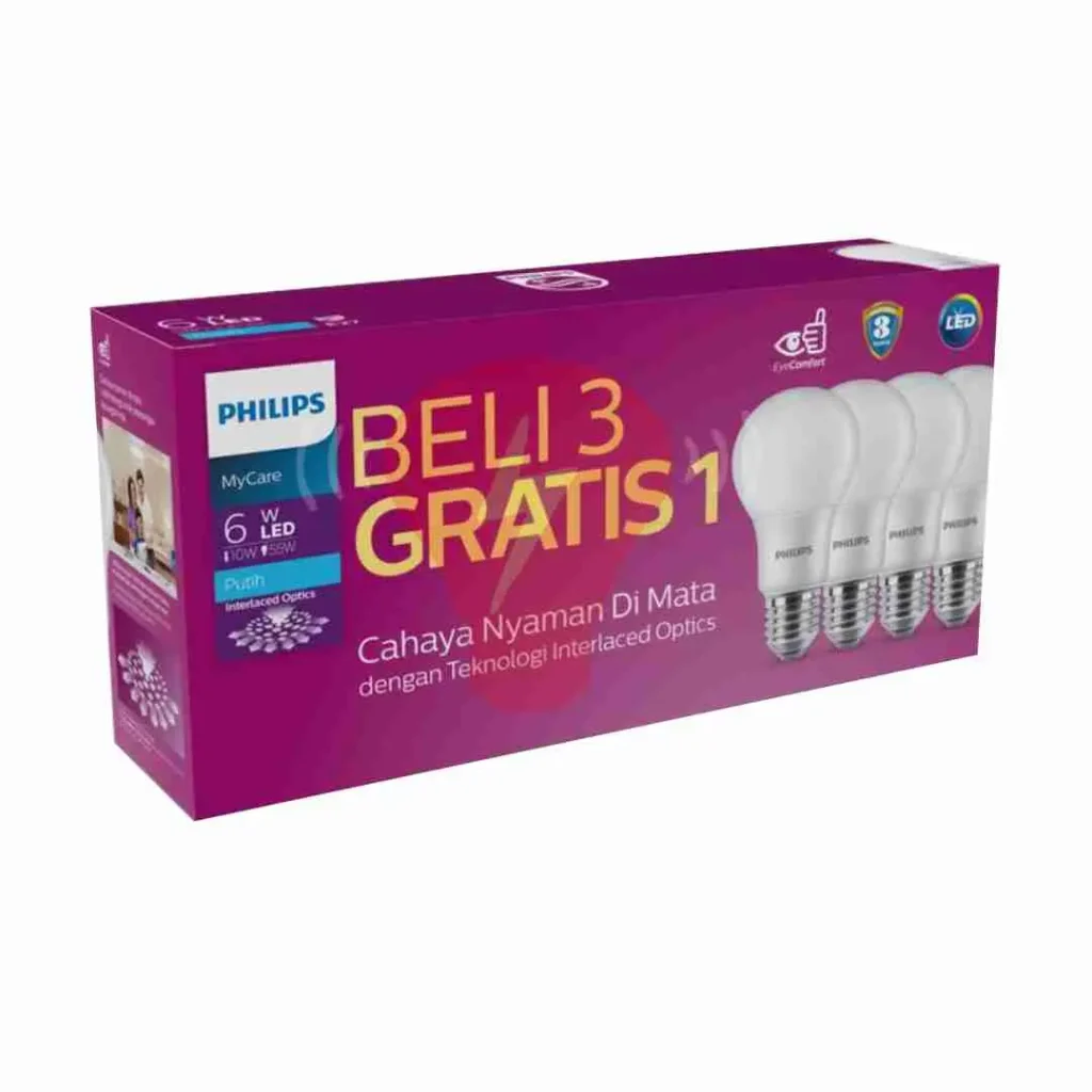 lampu philips led bulb 6w pack mycare