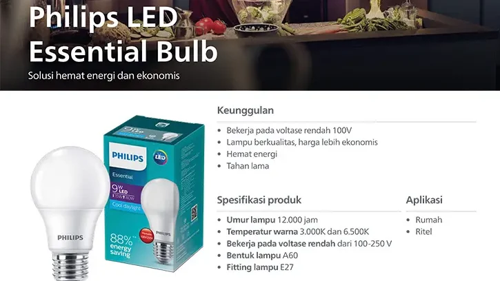 katalog lampu philips led bulb essential